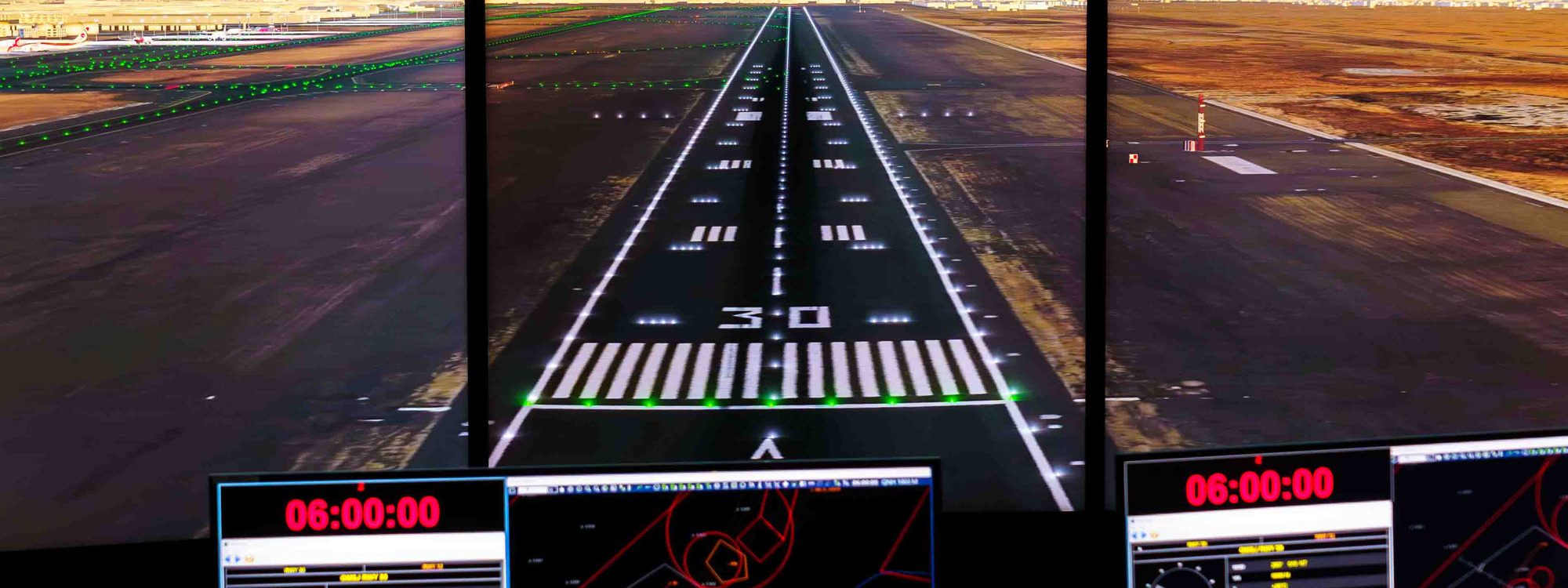 Interior view of the the air traffic control simulator.